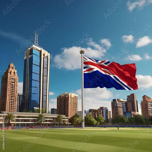 Namibia vs scotland flag, world map and building skyline use for t20 cricket world cup 2024 template banner design.