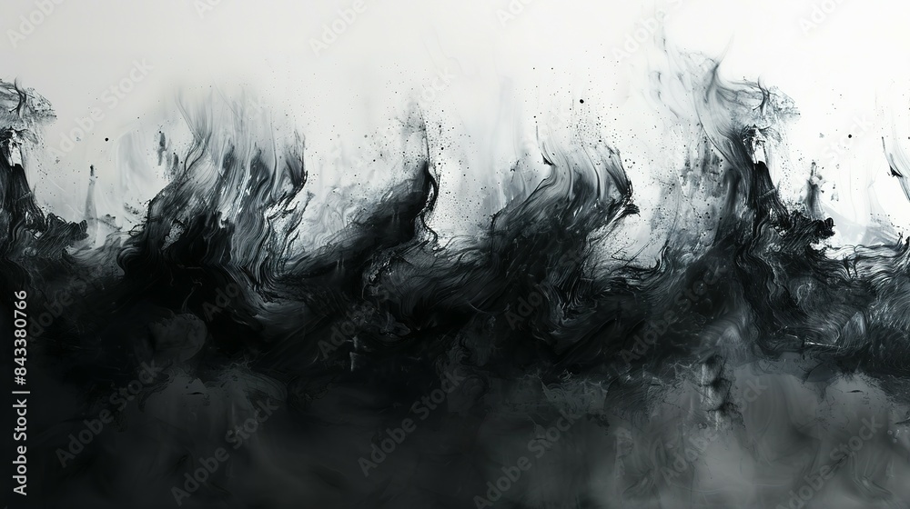 Contrast in Motion: Watercolor Ripples on Black Ink Contrast in Motion: Watercolor Ripples on Black Ink