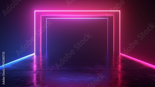 Colorful neon frame radiant light background