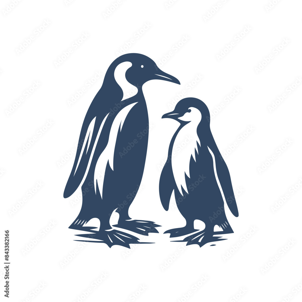 Naklejka premium penguin silhouette vector, penguin logo, penguin icon, penguin clipart illustration on white background
