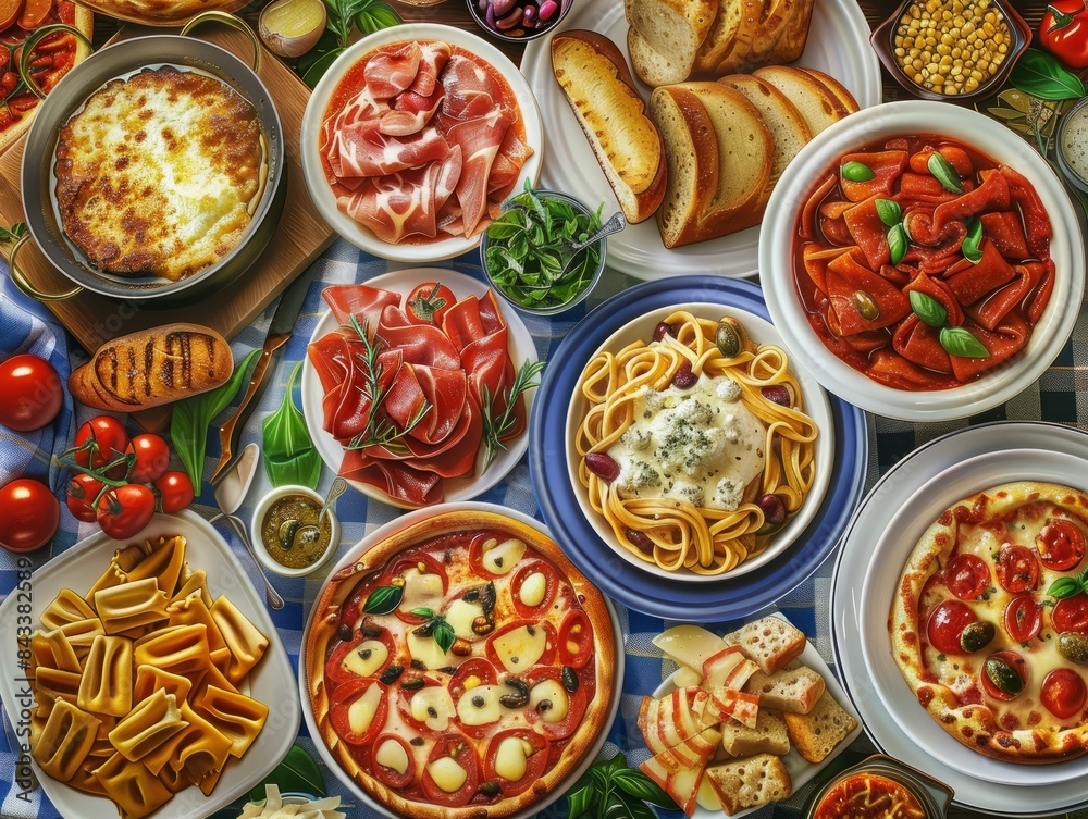 Assortment of traditional Italian dishes. Italian food Assortment of traditional Italian dishes. Italian food