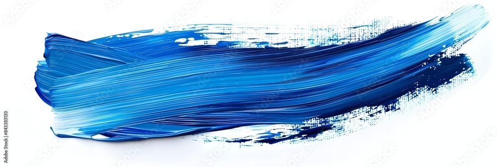 Blue oil paint brush strokes isolated on a white background, in high definition
