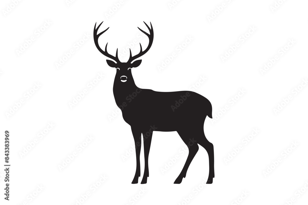Deer had black and white silhouette vector illustrator with white background Deer had black and white silhouette vector illustrator with white background