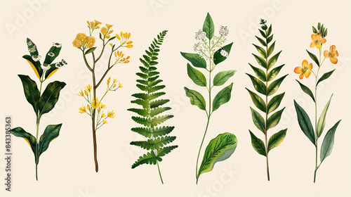 I imagine an image of a lush green plant with delicate white flowers, set against a clean white background