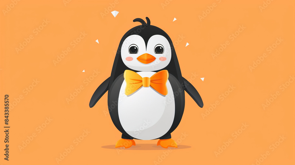 Obraz premium Cute Penguin clipart with a bow tie