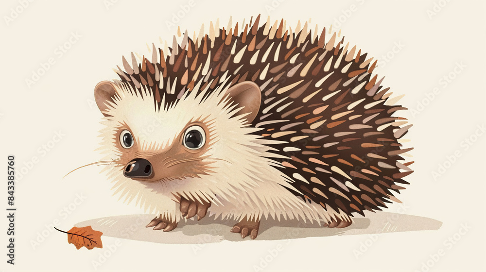 Obraz premium I imagined an image of a cute cartoon hedgehog on a white background, depicted in 3D style The hedgehog is small and funny, with spines and needles, making it a charming avatar for nature and wildlife