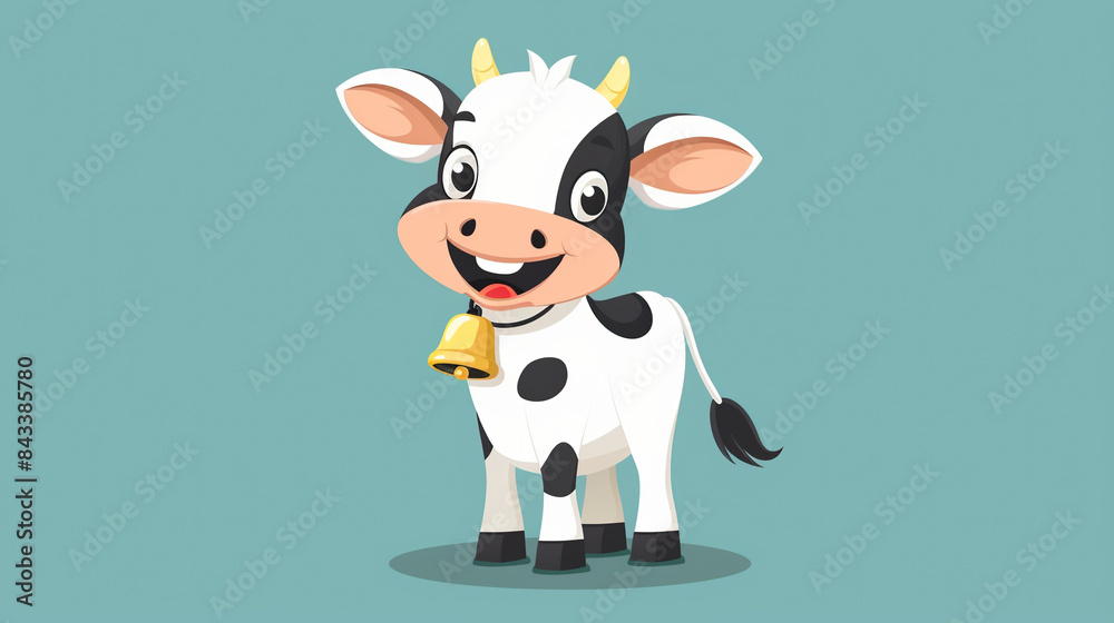 I imagine a cute cartoon cow isolated on a bluebackground, suitable for a farm or nature-themed illustration I imagine a cute cartoon cow isolated on a bluebackground, suitable for a farm or nature-themed illustration