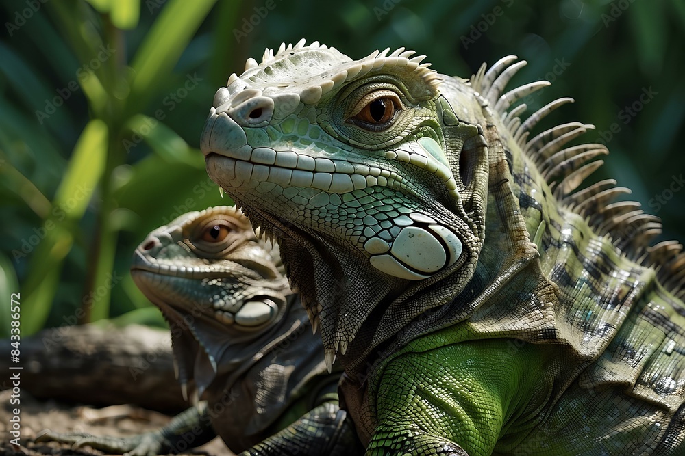 Obraz premium iguana and baby 