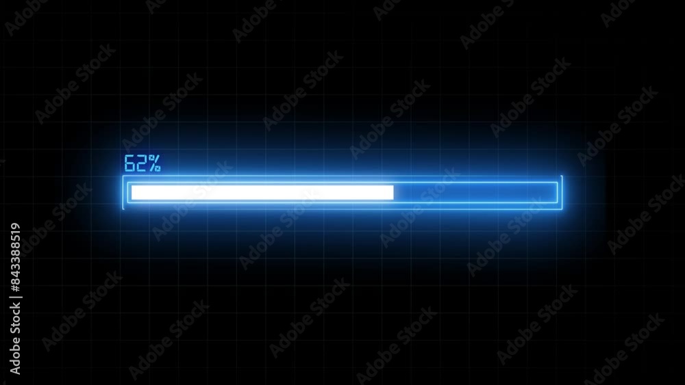 Waiting neon loading bar animation blue color