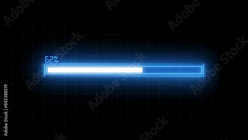 Waiting neon loading bar animation blue color