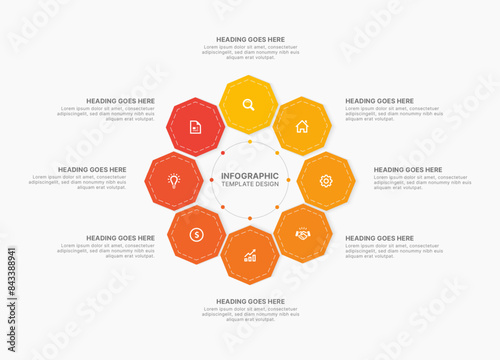 Octagonal Round Infographic Design Template with 8 Options