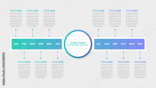 Yearly Timeline Circle Infographic Design Template with 12 Periods