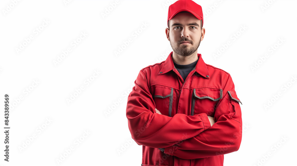 portrait of mechanic worker in uniforms isolated on white background portrait of mechanic worker in uniforms isolated on white background