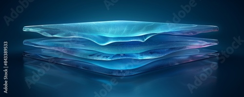 Abstract futuristic layers with blue gradient light effects