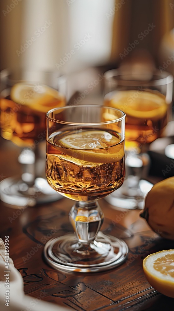 Summer Cognac with lemon juice and sugar syrup Summer Cognac with lemon juice and sugar syrup