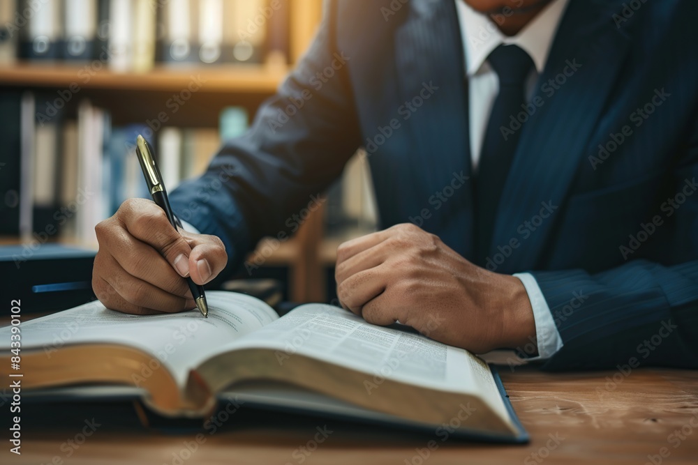 man writing in a notebook on a wooden desk, surrounded by books man writing in a notebook on a wooden desk, surrounded by books