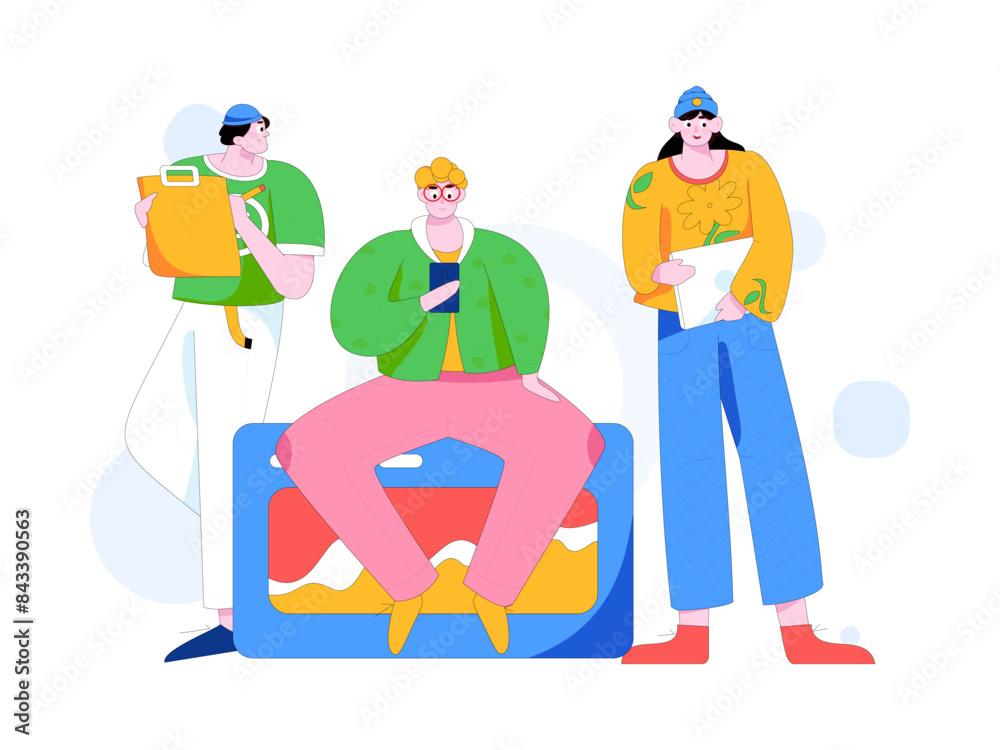 Flat vector illustration of business people operating work scene
Flat vector illustration of business people operating work scene