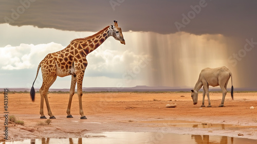 lonely giraffe stands photo