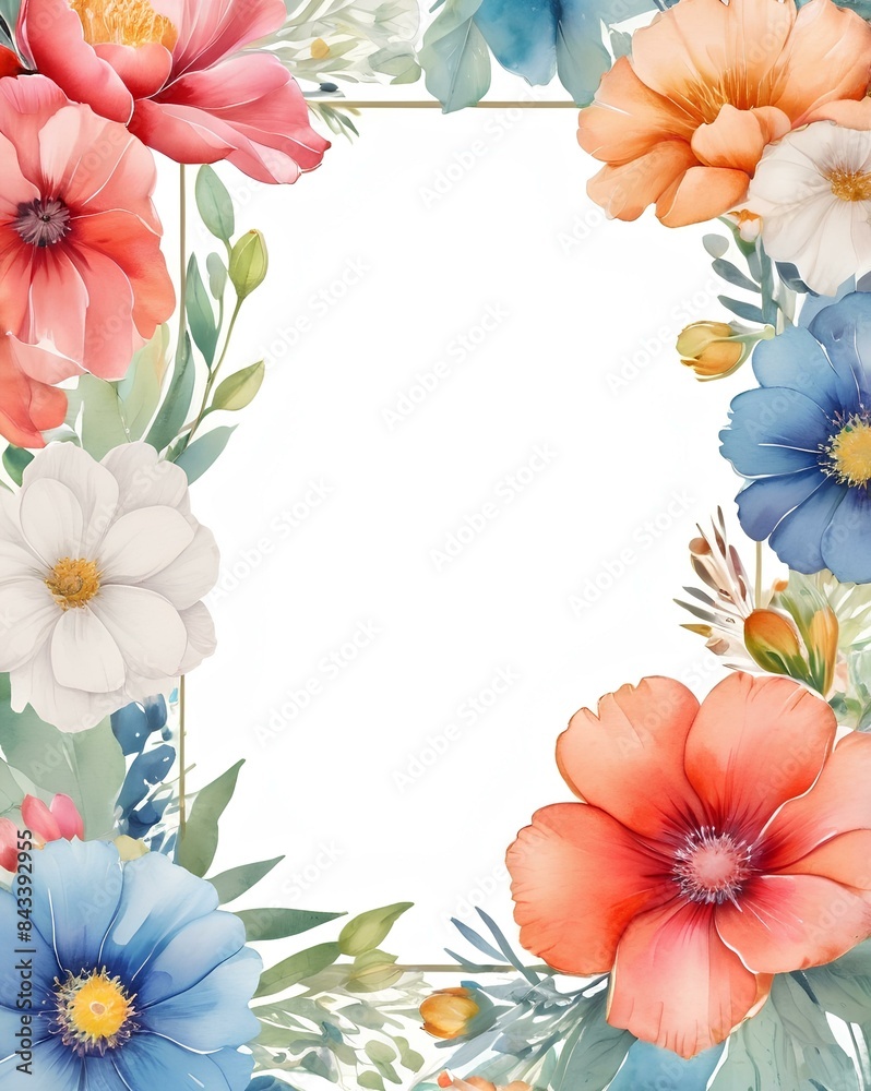 Obraz premium Watercolor painting of flowers vector outside frame
