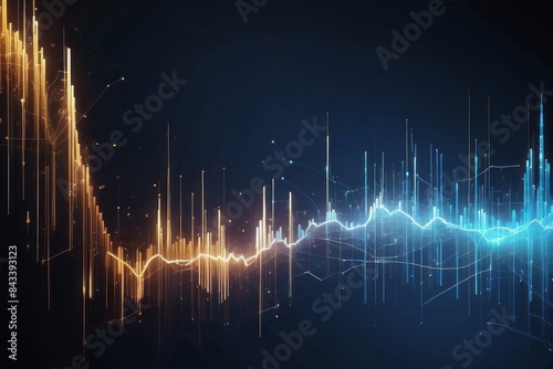 Abstract blue wave lines equalizer, Data technology concept science fiction background