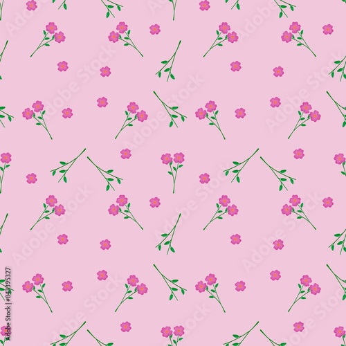 A vector seamless pattern with tiny pink flowers. © SpringDay