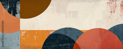 Fluid transitions between shapes and colors, retro Scandinavian.