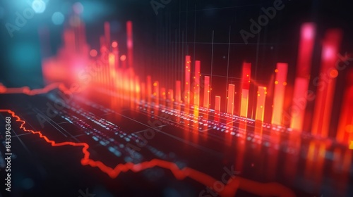 Wallpaper Mural Abstract digital red and blue financial data graph, representing stock market trends and economic analysis. Torontodigital.ca