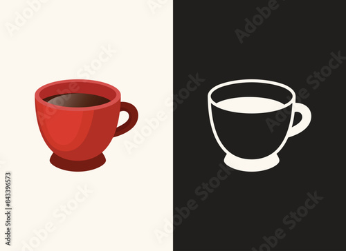 Tea Cup Illustration Clip Art Set, Delicious Drink Template. Tea Cup Drink Illustration Clip Art