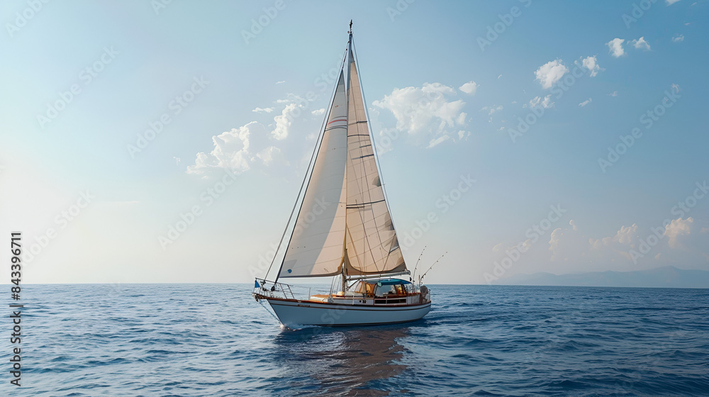 Obraz premium Deep Sea Fishing from an Elegant Sailing Yacht