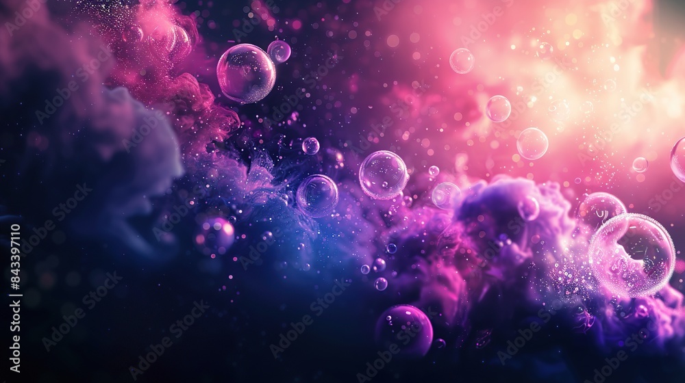 purple bubbles and blue space background purple bubbles and blue space background