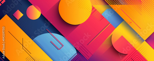 HD Scandinavian geometric design with vibrant colors and vector shapes.