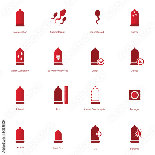 Condom icon set. Safe sex icon vector illustration.	
