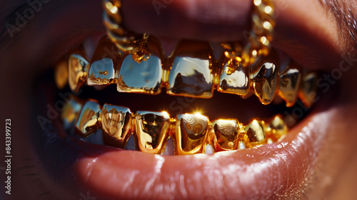 Grillz dorados.  photo