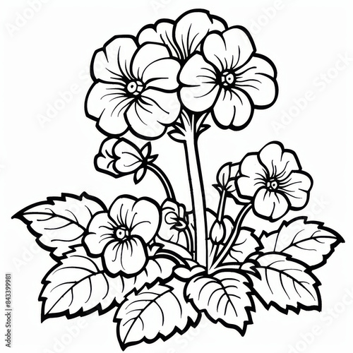 Black and white outline drawing of a flower bouquet  perfect for coloring pages or floral design templates.