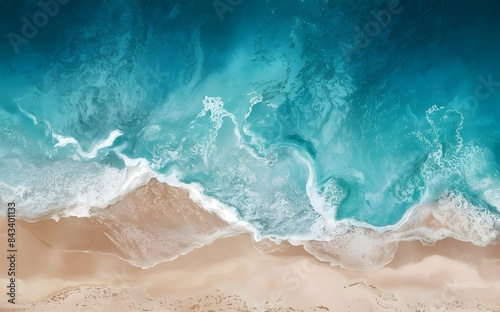 Abstract soft blue sea water with white foam texture