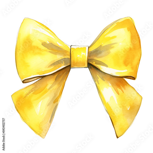 a transparent PNG file of a watercolor yellow bow ribbon for a graphic resource