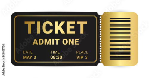 VIP ticket or gold pass isolated on white background