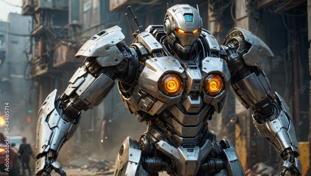 Giant Robot in Post-Apocalyptic City Giant Robot in Post-Apocalyptic City