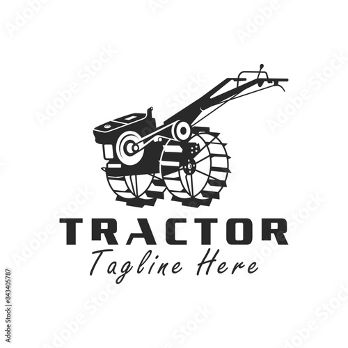 tractor plowing paddy field logo