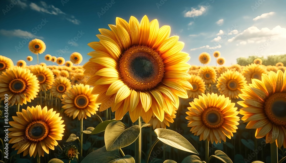 Beautiful scenery of sunflowers Beautiful scenery of sunflowers