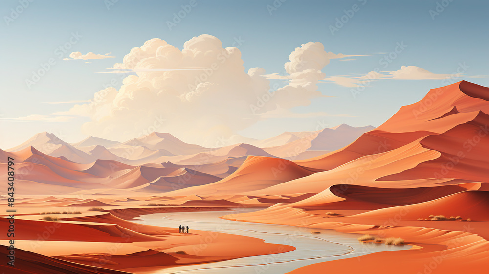 Naklejka premium A minimalist desert landscape