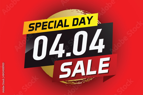 4.4 Special day sale word concept vector illustration with ribbon and 3d style for use landing page, template, ui, web, mobile app, poster, banner, flyer, background, gift card, coupon

