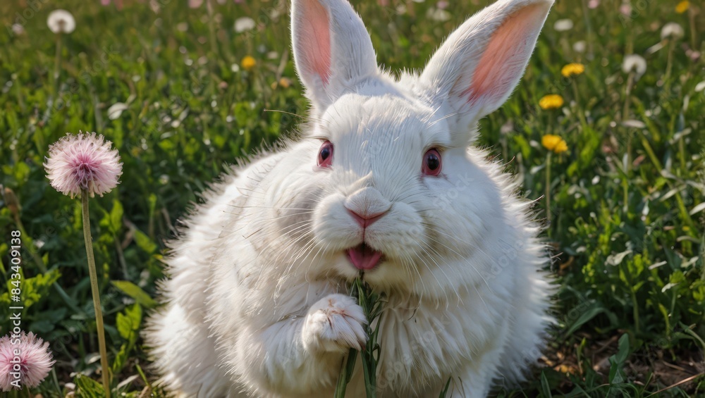 White rabbit in a meadow White rabbit in a meadow