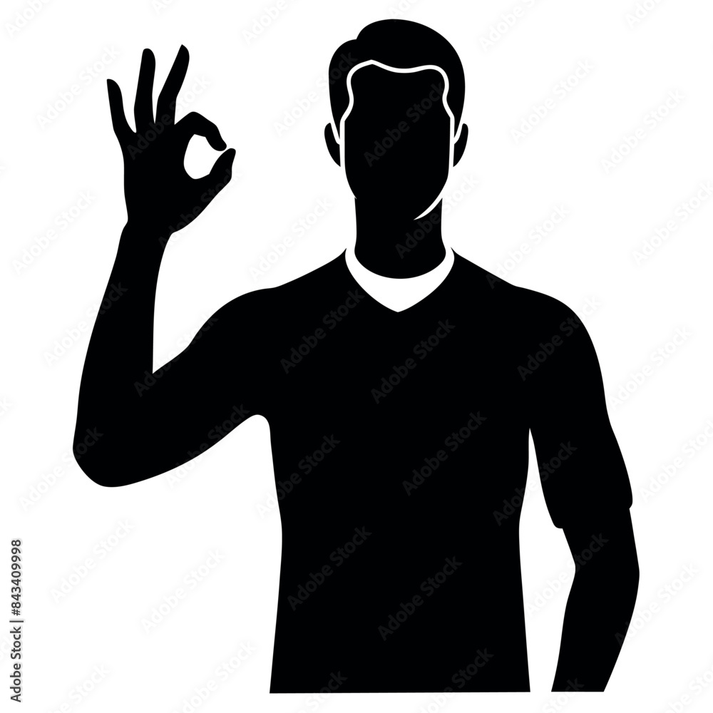 A man showing hand ok sign vector silhouette vector silhouette A man showing hand ok sign vector silhouette vector silhouette
