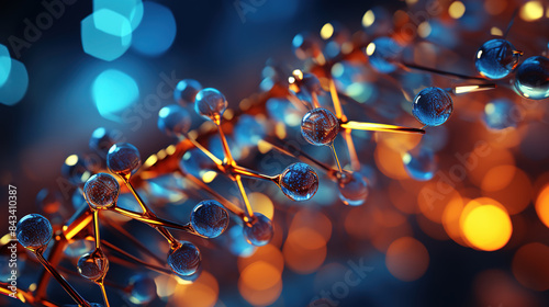 biochemstry, dna, molecular structure, with high-key lighting, white light background, a shallow depth of field photo