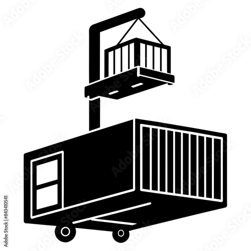 A cargo lift minimalistic style vector icon illustration