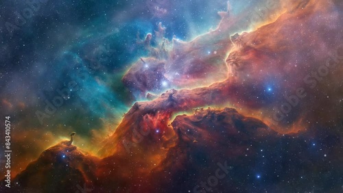 Animated background of nebula in space, traveling through space. looping time-lapse video background photo