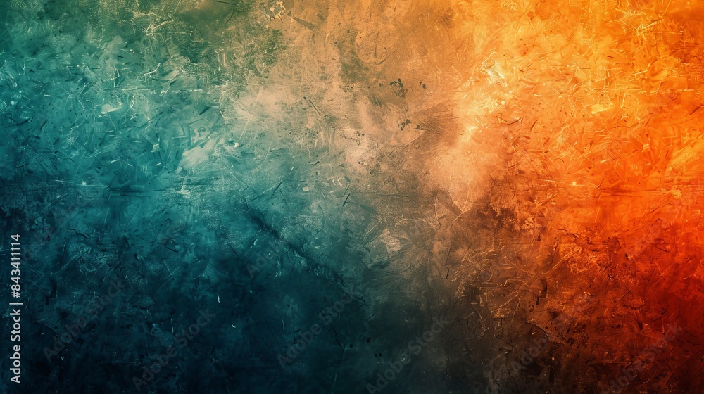 Abstract teal to orange gradient with grainy texture, black accents, ideal for landing page backgrounds, visually striking