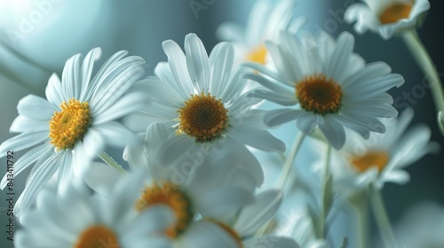 Close up photograph of a bunch of daisies