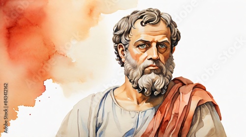 watercolor painting of plato philosopher with empty space